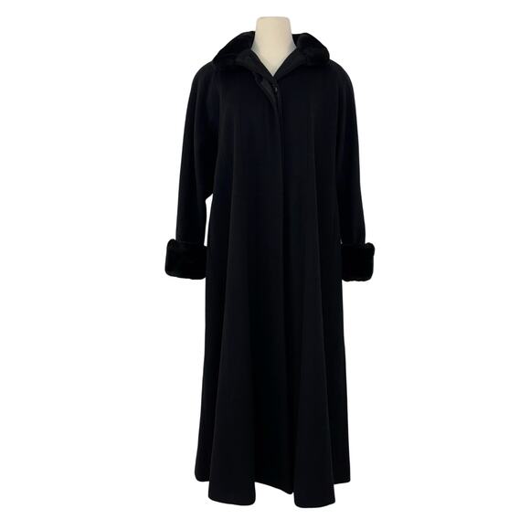Steve By Searle Vintage Penny Lane Afghan Long Coat Faux Shearling Trim Black 4 - Picture 1 of 11